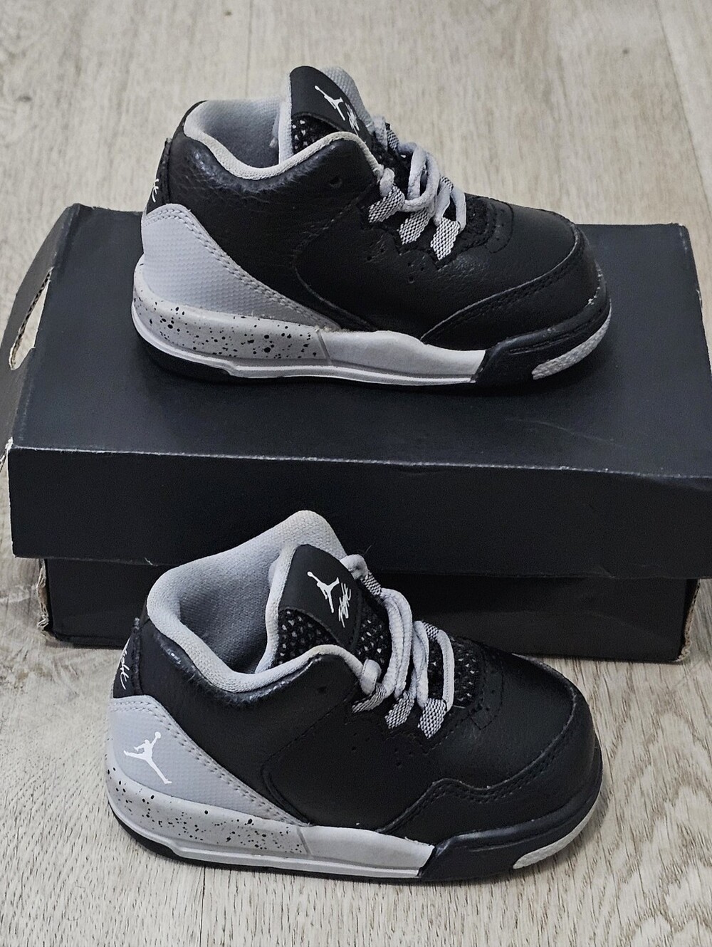 Jordan Flight Toddler Shoes Black Gray Cement Sneakers Size 4C
